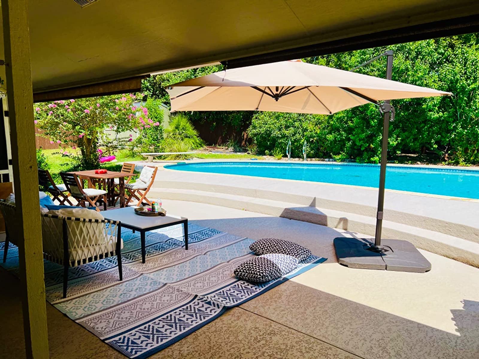 thumbnail video image 2 of BalajeesUSA Reversible Patio Mat Outdoor Rug, Gray Waterproof Plastic Straw, Beach Theme, 9' x 12', 2 of 11