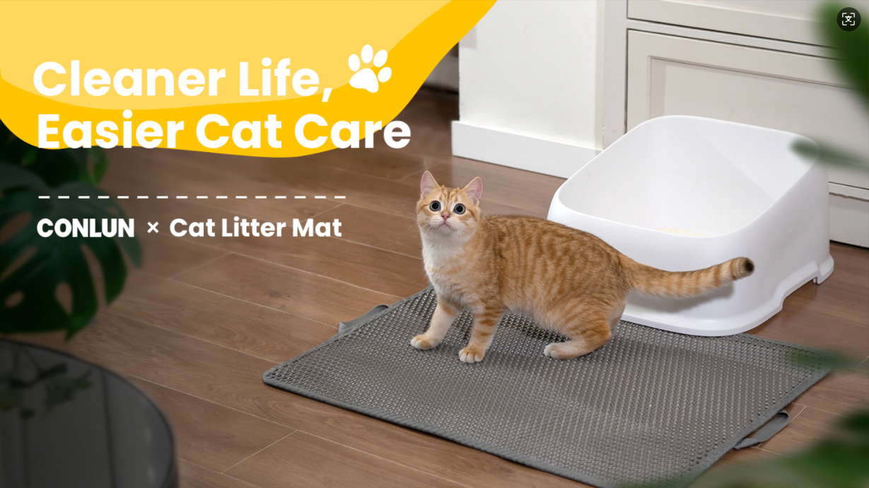 thumbnail video image 2 of Conlun Cat Litter Mat - 23"x17" Honeycomb Double Layer, Urine Waterproof, and Easy to Clean, 2 of 8