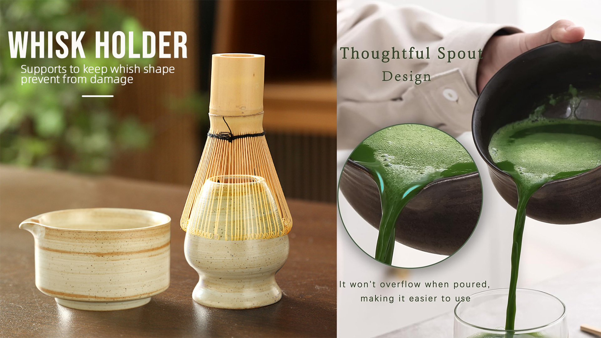 thumbnail video image 2 of Matcha Whisk Set Kit 4-Piece Pink Ceramic Matcha Tea Bowl and Whisk with Bamboo Shaker Tea Ceremony Making Accessories, 2 of 8