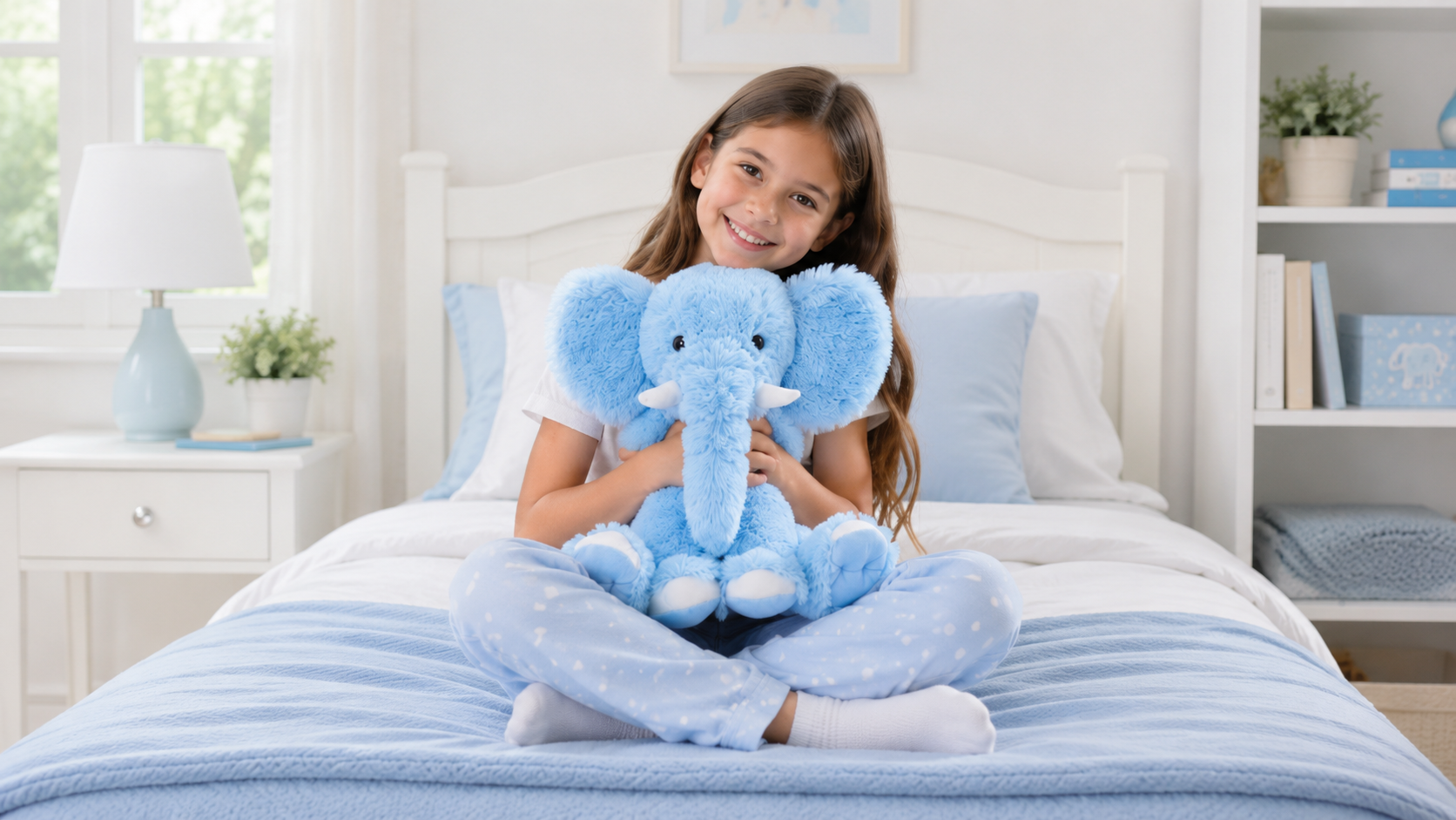 thumbnail video image 2 of MorisMos 20'' Blue Elephant Stuffed Animal Soft Stuffed Animal Elephant Plush Toy, 2 of 8