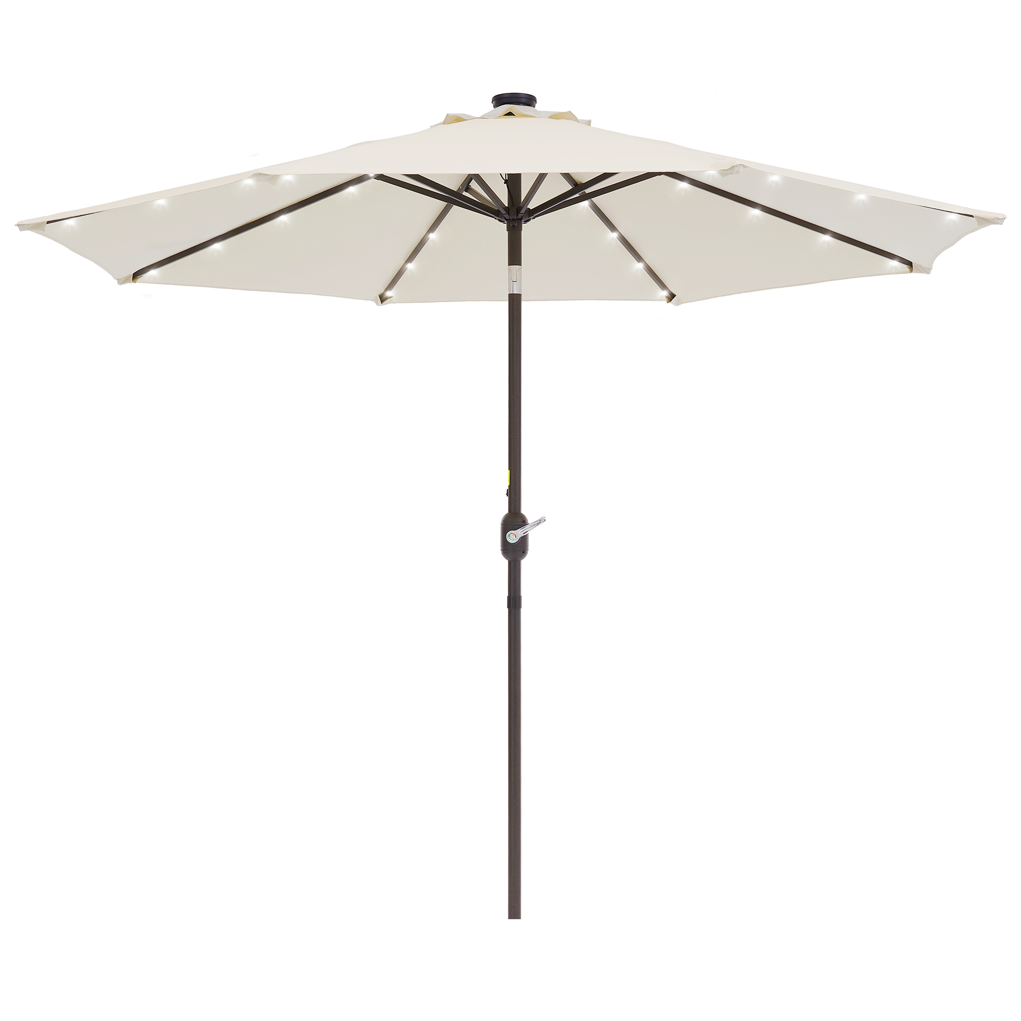 thumbnail video image 2 of ACEGOSES 9ft LED Outdoor Patio Deck Solar Light Umbrellas w/ Tilt,Crank and 8 Ribs,Begie, 2 of 9
