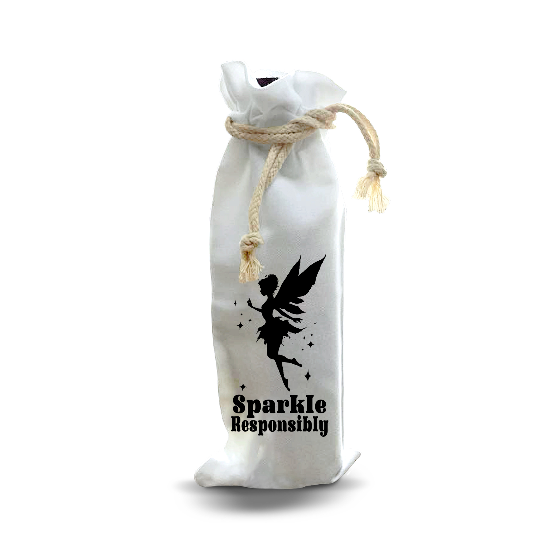 thumbnail video image 2 of Jolitee Reusable Canvas Wine Bottle Gift Bag – “Sparkle Responsibly” – Glamorous Glitter-Inspired Bottle Bag, 2 of 6