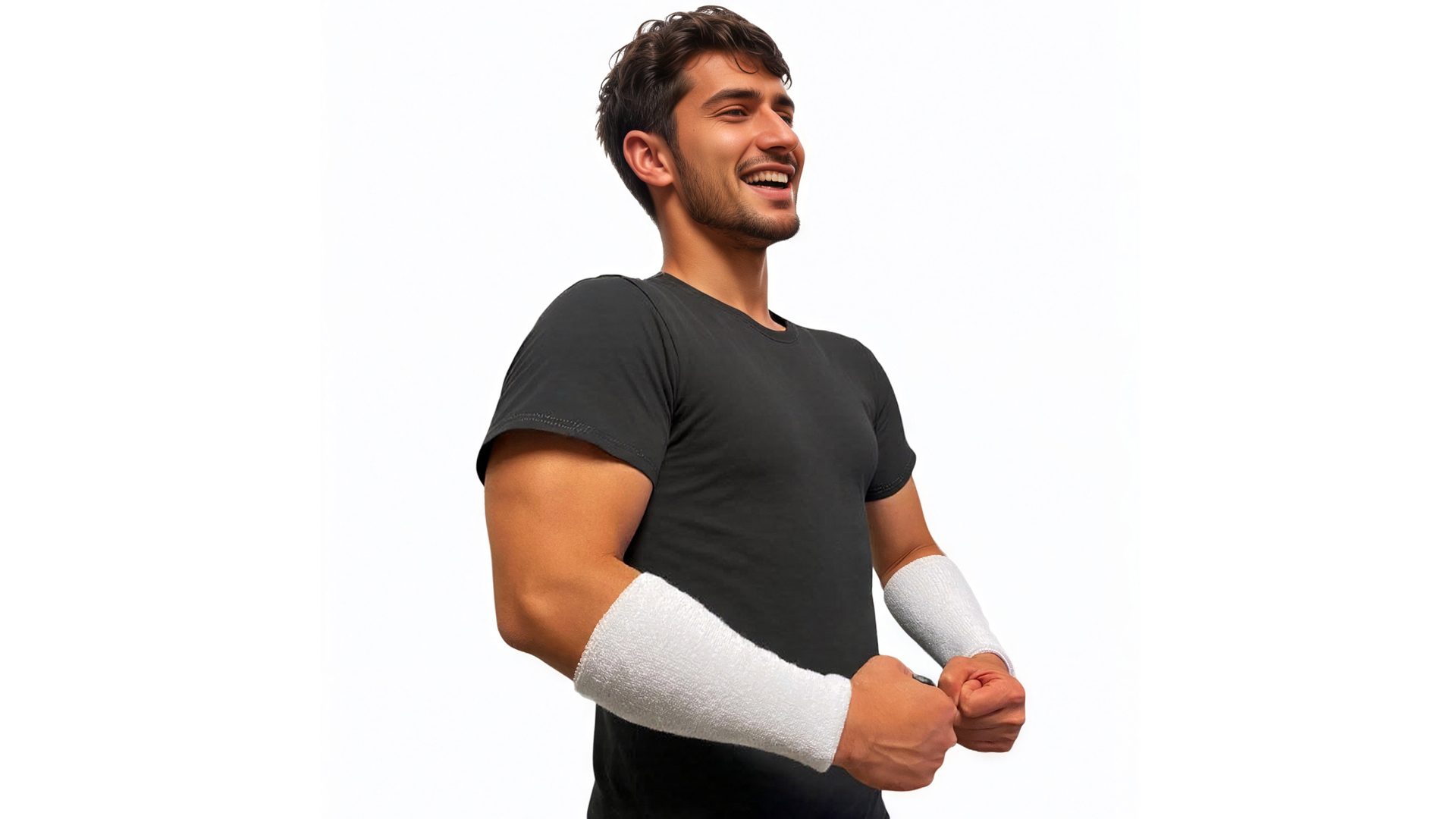 thumbnail video image 2 of COUVER 9 inch Extra Long Thick Sports Wristband / Sweatband, BLACK (1 Piece), 2 of 10