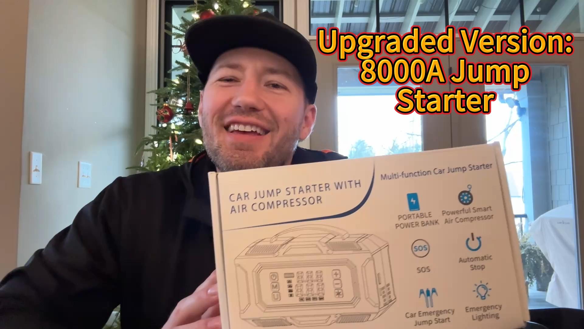 thumbnail video image 2 of 8000A Jump Starter with Air Compressor, Portable Jump Starter Battery Pack, 180PSI Digital Tire Inflator, Jump Box for Car Battery, 9.0L Gas 8.0L Diesel, LED Light & Power Bank, 2 of 8