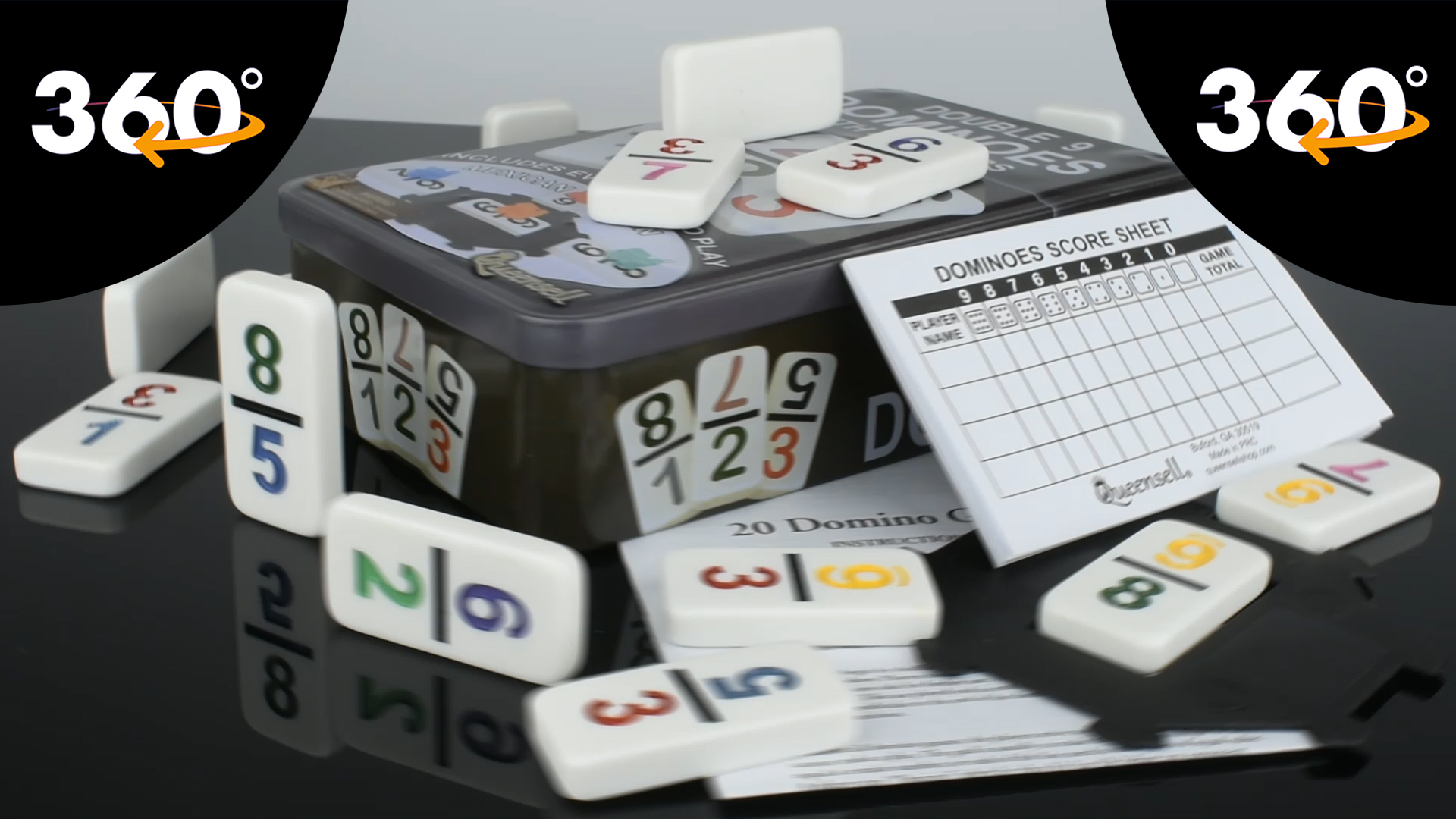 Queensell Large Double Nine Dominoes Set, 55 Tiles for Mexican Train ...