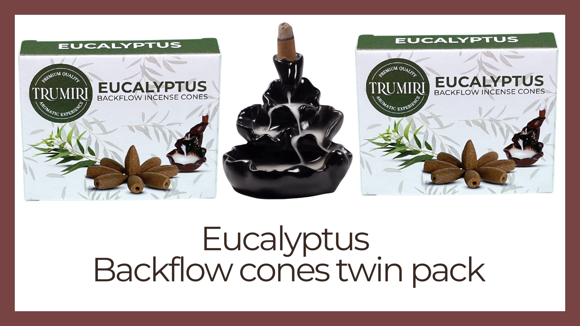 thumbnail video image 2 of Eucalyptus Backflow Incense Cones - Total 20 Incense Cones Waterfall - Dual Pack of 10 Incense Backflow Cones - Waterfall Incense Cones - Incense Waterfall Cones, 2 of 10