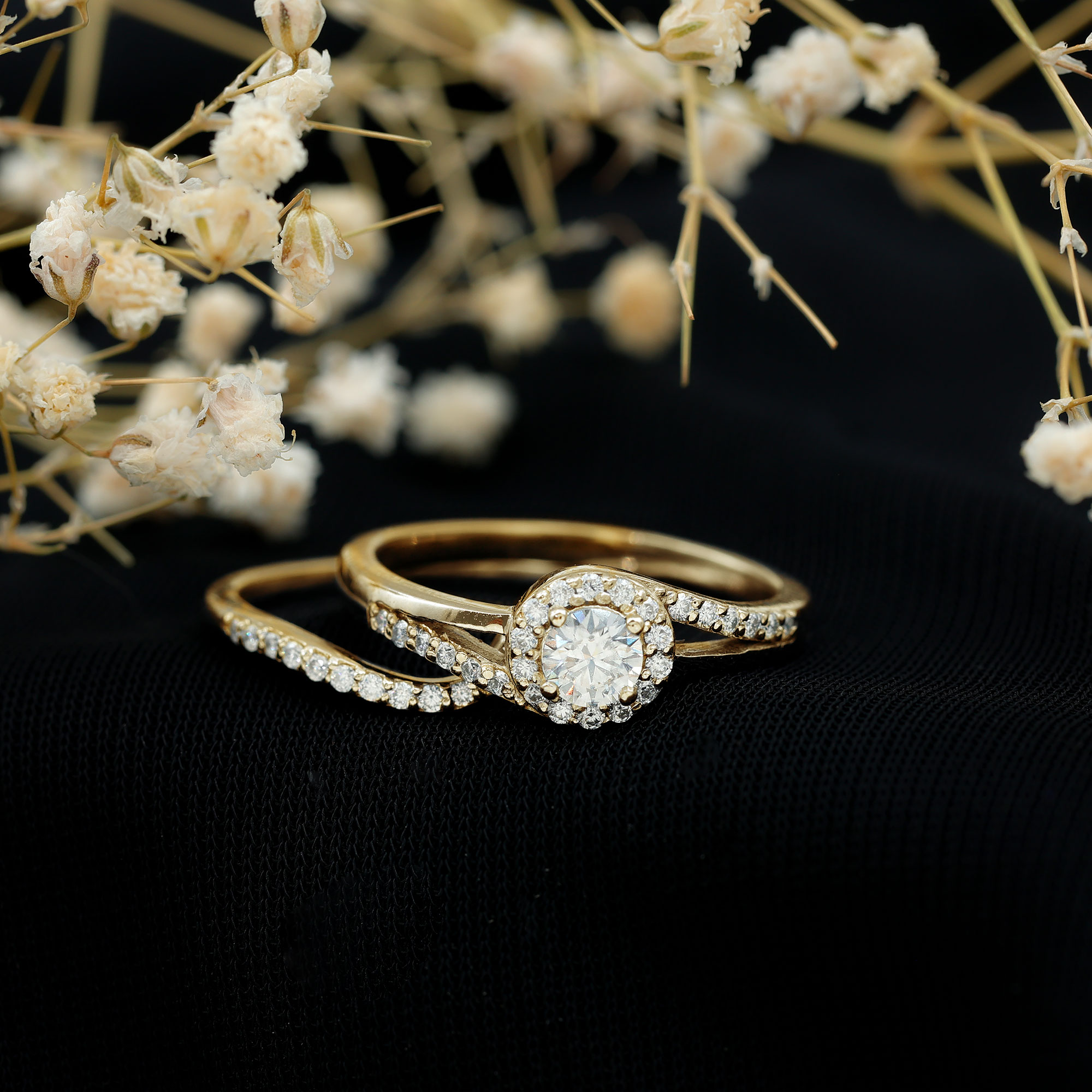 thumbnail video image 2 of Rosec Jewels Lab Diamond Wedding Ring Set of 2 - Bypass Ring - EF-VS Quality Authentically Certified, 10K White Gold, US 10.50, 2 of 8