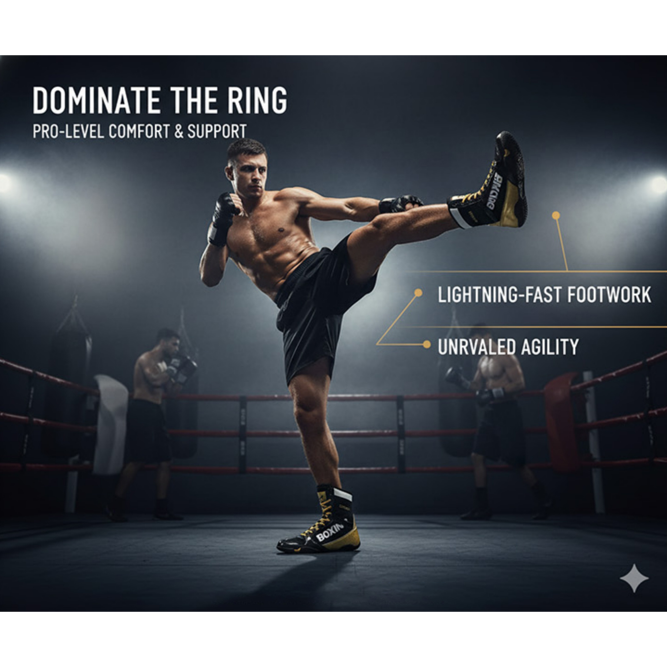 thumbnail video image 2 of SKIUHS Men's High-Top Boxing Shoes - Bold Color Block, Non-Slip Boxing Glove-Inspired Sole & Ankle Support for Training & Matches, 2 of 8