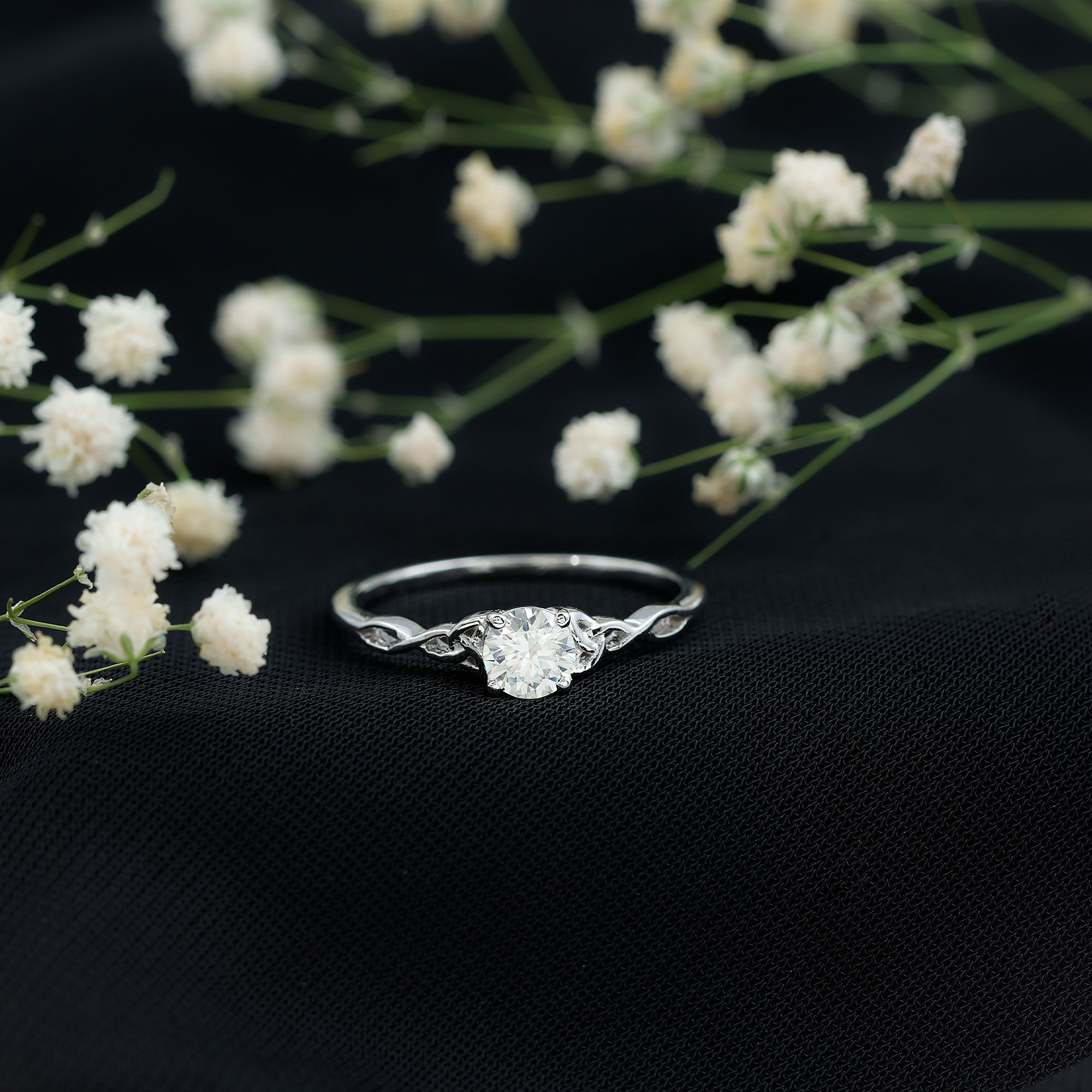 thumbnail video image 2 of Rosec Jewels Certified Moissanite Promise Ring for Women - Celtic Knot Ring - D-VS1 Quality - Ready to Gift for Valentines, 925 Sterling Silver, US 4.00, 2 of 7