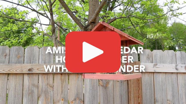 thumbnail video image 2 of Amish Made Cedar Hopper Feeder with Seed Cylinder, 2 of 9