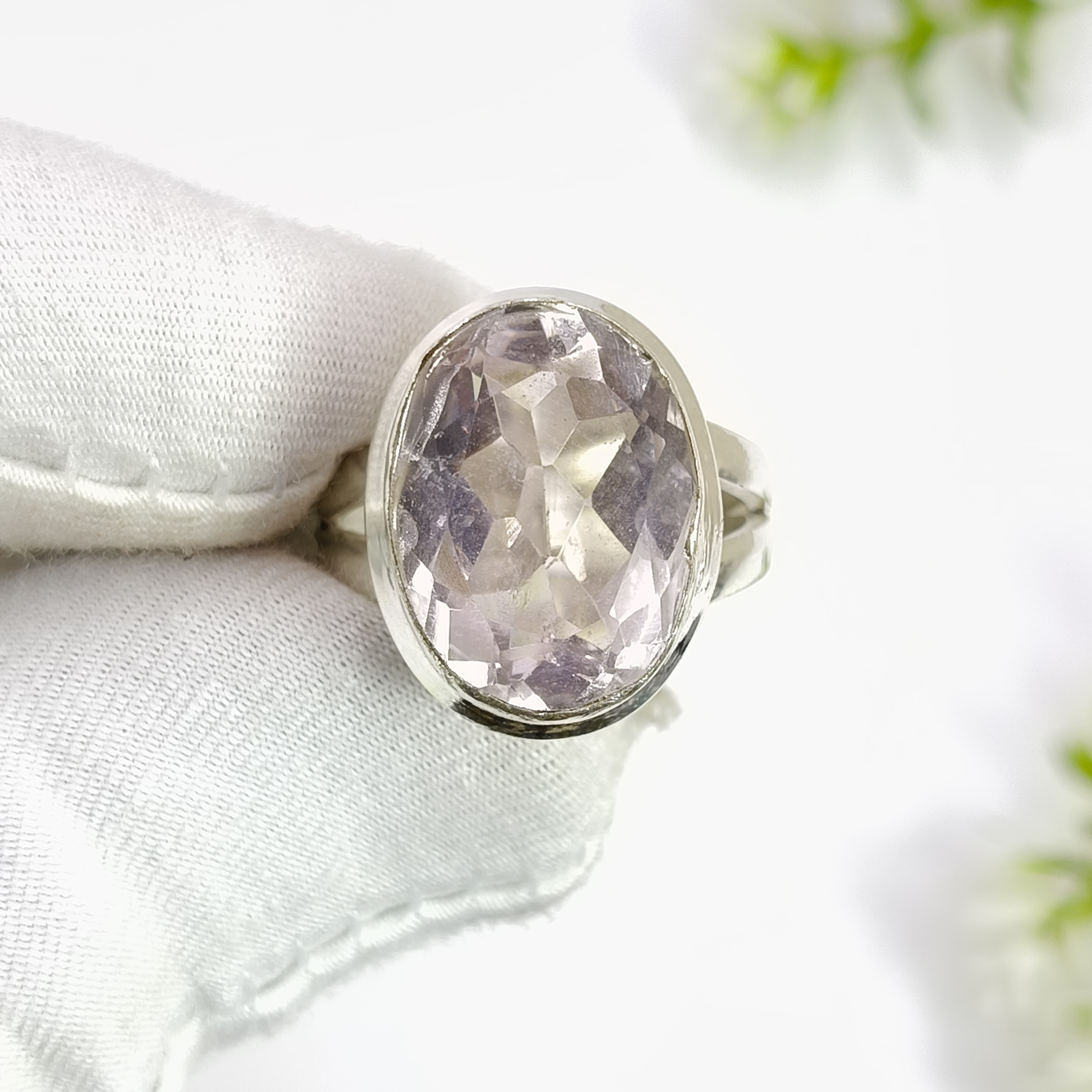 thumbnail video image 2 of SATYAVIE JEWELLERY Handmade Silver Ring 925 Sterling Silver Ring for Women Morganite Gemstone Ring Daily Wear Ring Gemstone Ring Size US 10.5, 2 of 7