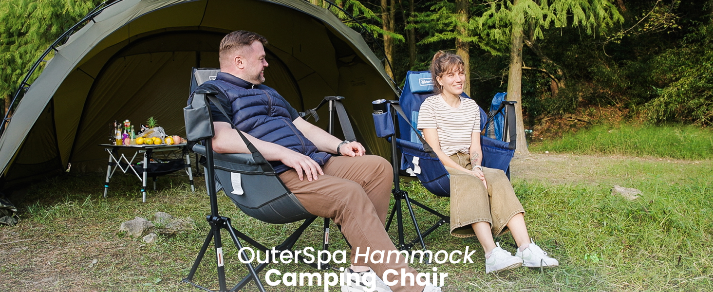 thumbnail video image 2 of OuterSpa Hammock Camping Chair for Adults, Folding Swing Chair Outdoor, 2 of 7