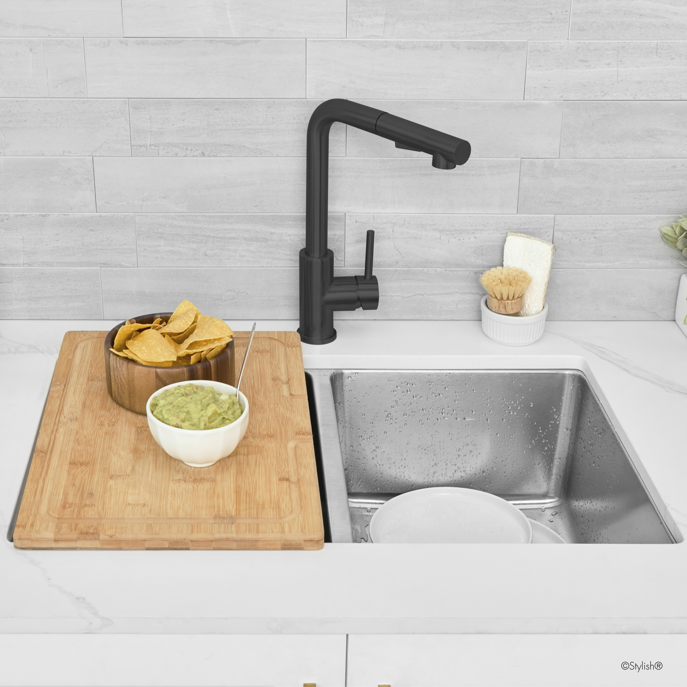 thumbnail video image 2 of Stylish Venezia Single Handle Matte Black Pull Down Kitchen Faucet Ht 11" K-130S, 2 of 12