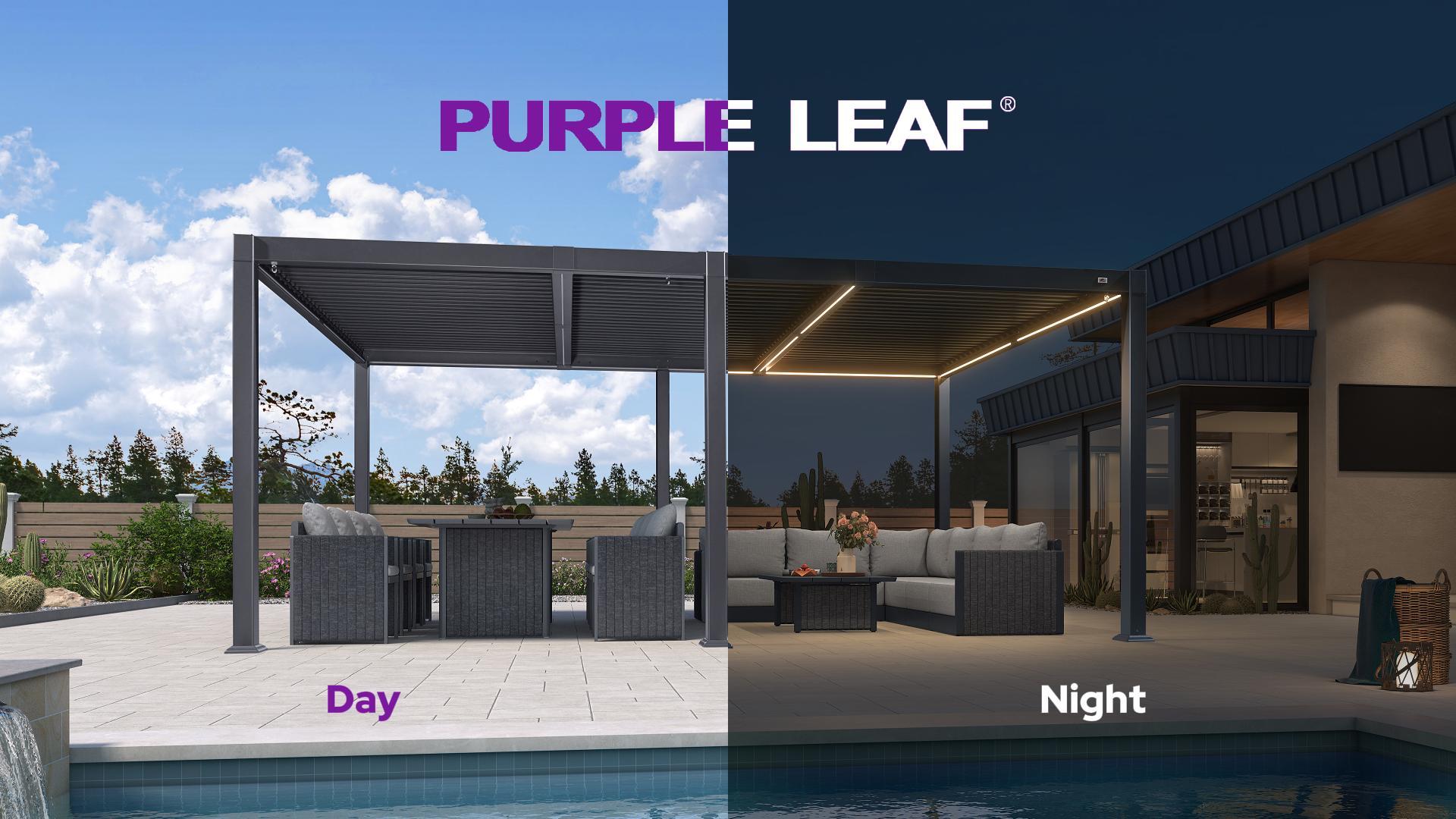 thumbnail video image 2 of PURPLE LEAF 8' x 12' 92KS Louvered Aluminum Pergola Integrated Solar Dimmable LED Strip Rainproof Adjustable Roof for Outdoor Grill Patio Deck Garden Gray, 2 of 11