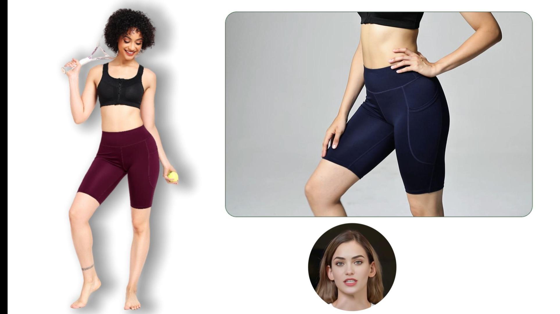 thumbnail video image 2 of NELEUS Womens 4 Pack Workout Shorts 10" for Yoga Biker High Waist Compression Tummy Control with Pockets,Black+Gray+Navy Blue+Wine Red,US Size S, 2 of 9