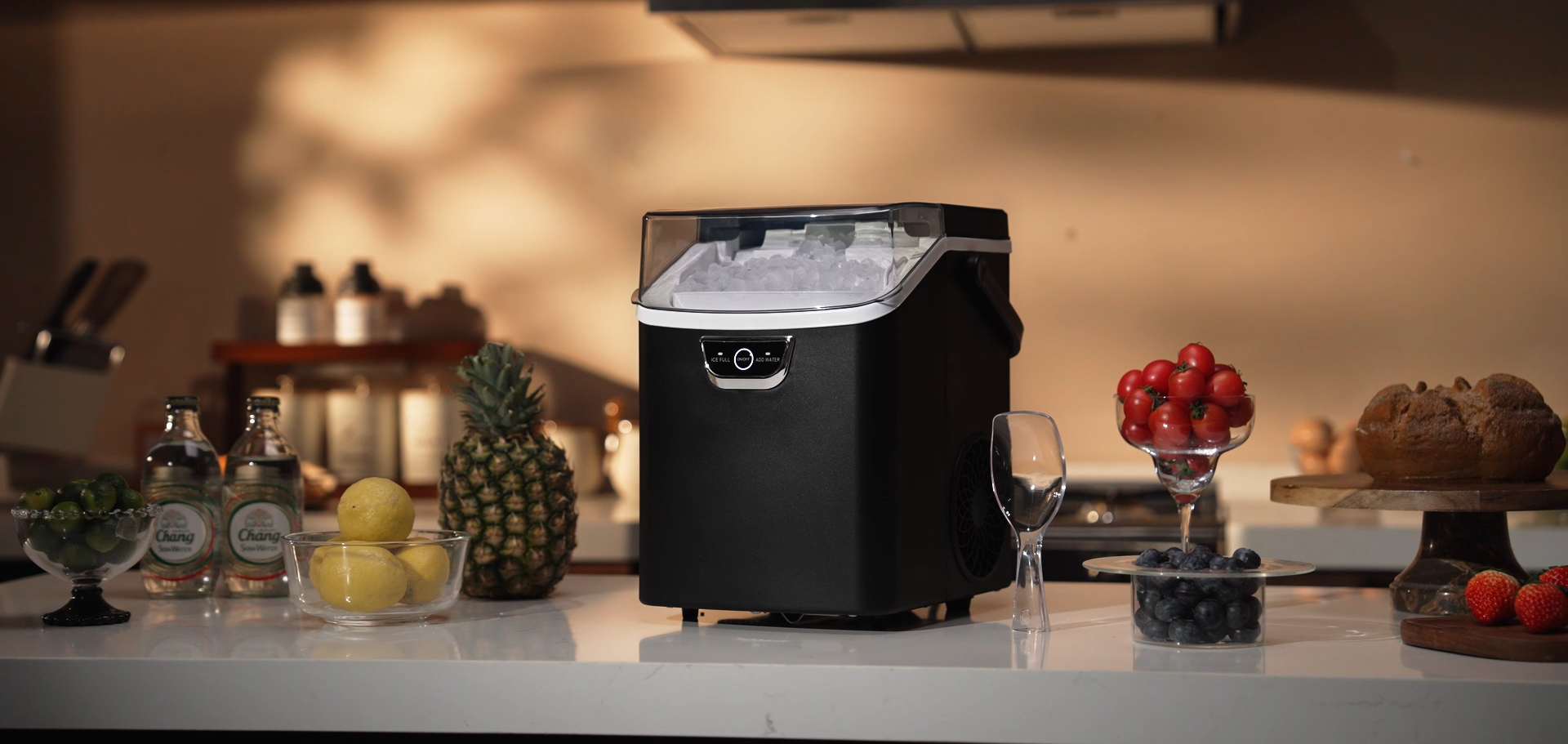 thumbnail video image 2 of SIMZLIFE Countertop Nugget Ice Maker 33Lbs/24H, 5-Min Ice Cycle, Self-Cleaning, Portable Ice Machine with Basket & Scoop, Black, 2 of 11
