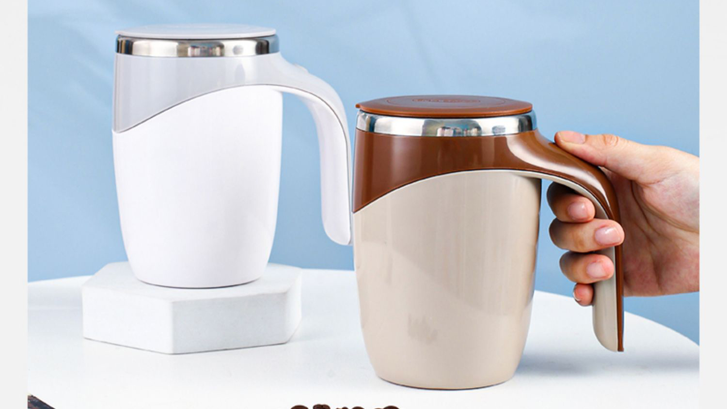 thumbnail video image 2 of DaaSiGwaa Self Stirring Mug Rechargeable Magnetic Electric Mixing Cup Coffee 15.2oz, 2 of 8