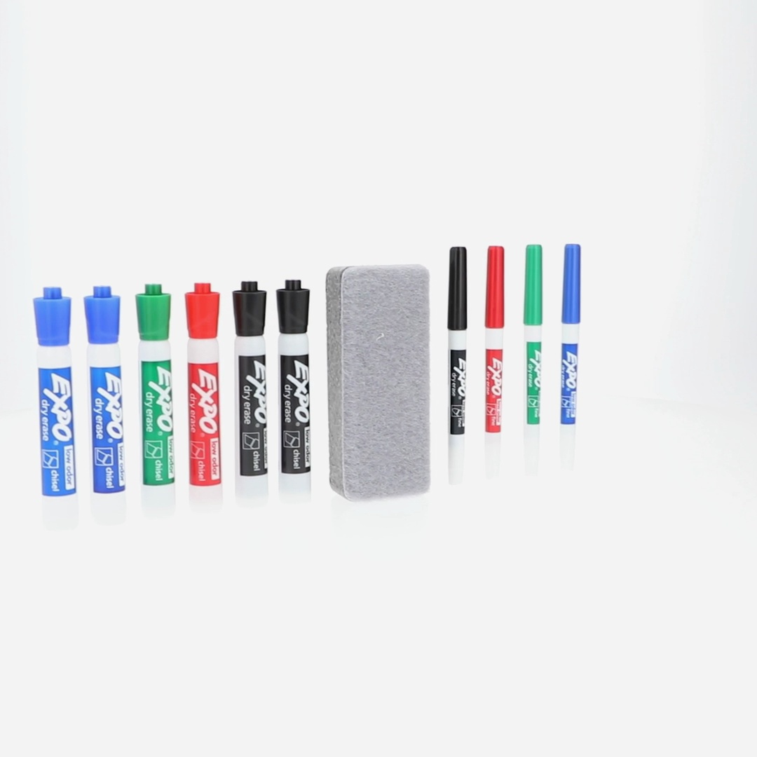 EXPO Dry Erase Markers Kit, Fine and Chisel Tip Markers, Assorted
