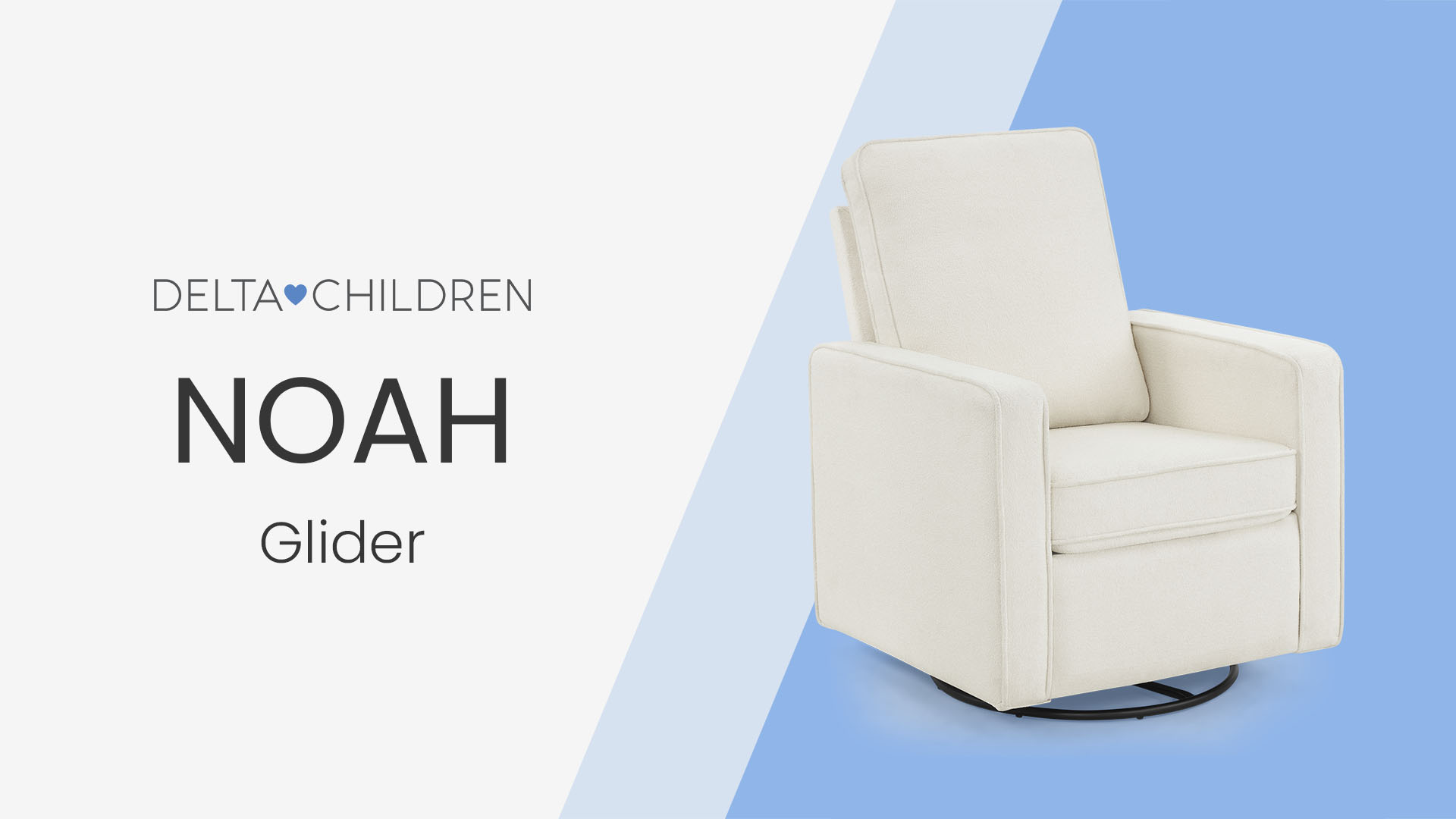 thumbnail video image 3 of Delta Children Noah Upholstered Swivel Glider with Stain-Resistant Performance Fabric- Greenguard Gold Certified, Almond, 3 of 17