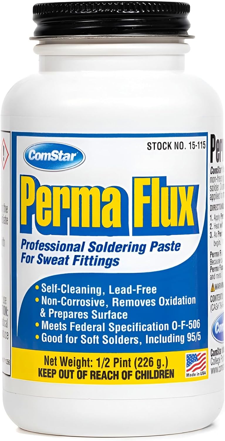thumbnail video image 2 of ComStar Perma Flux,16 Oz, Self-Cleaning Soldering Flux for Sweat Fittings, Non-Corrosive Paste for Strong, Leak-Proof Bonds, Lead-Free, Works w/Soft Solders like 95/5, Meets Fed Spec O-F-506 (15-117), 2 of 5