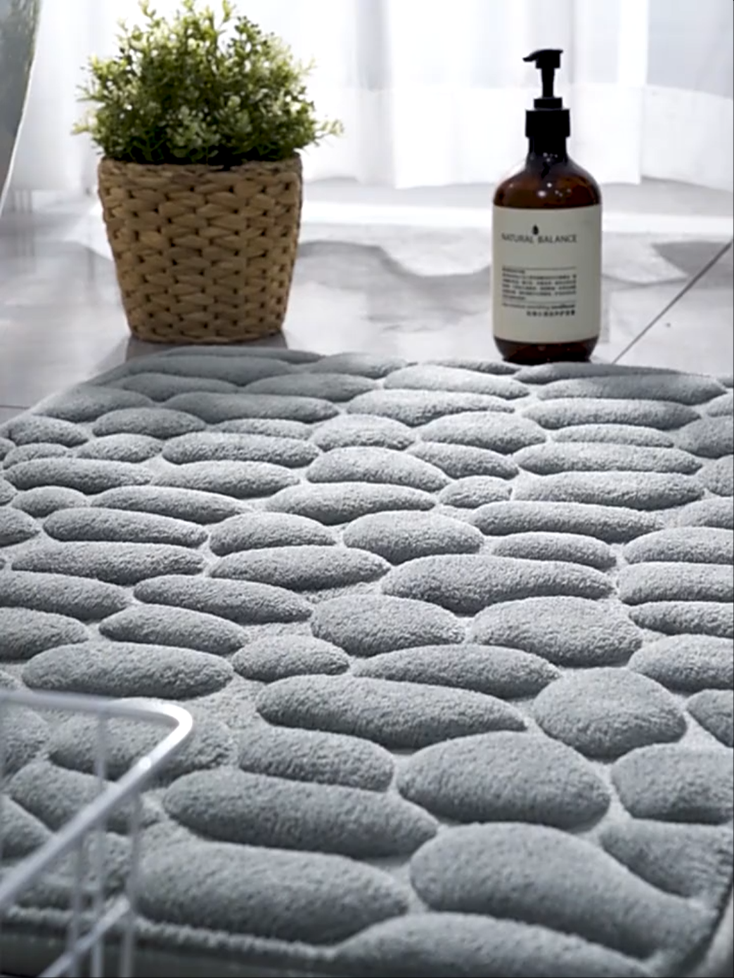 thumbnail video image 2 of Memory Foam Bath Mat Rug 24x16, Soft and Absorbent Cobblestone Bathroom Rugs, SBR Non-Slip Bottom, Comfortable, Quick Dry Machine Washable Bath Carpet for Bathroom, Tub and Shower, 2 of 9