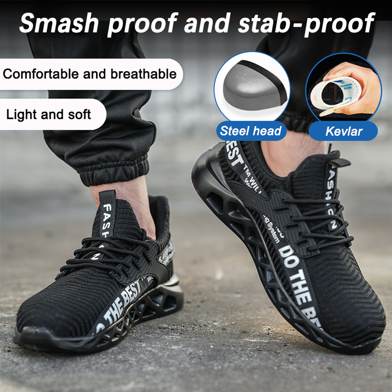thumbnail video image 2 of XQJ Steel Toe Shoes Men Women Lightweight Comfortable Work Shoe Anti-Puncture Safety Sneakers Steel Toe Work Safety Boots, 2 of 12