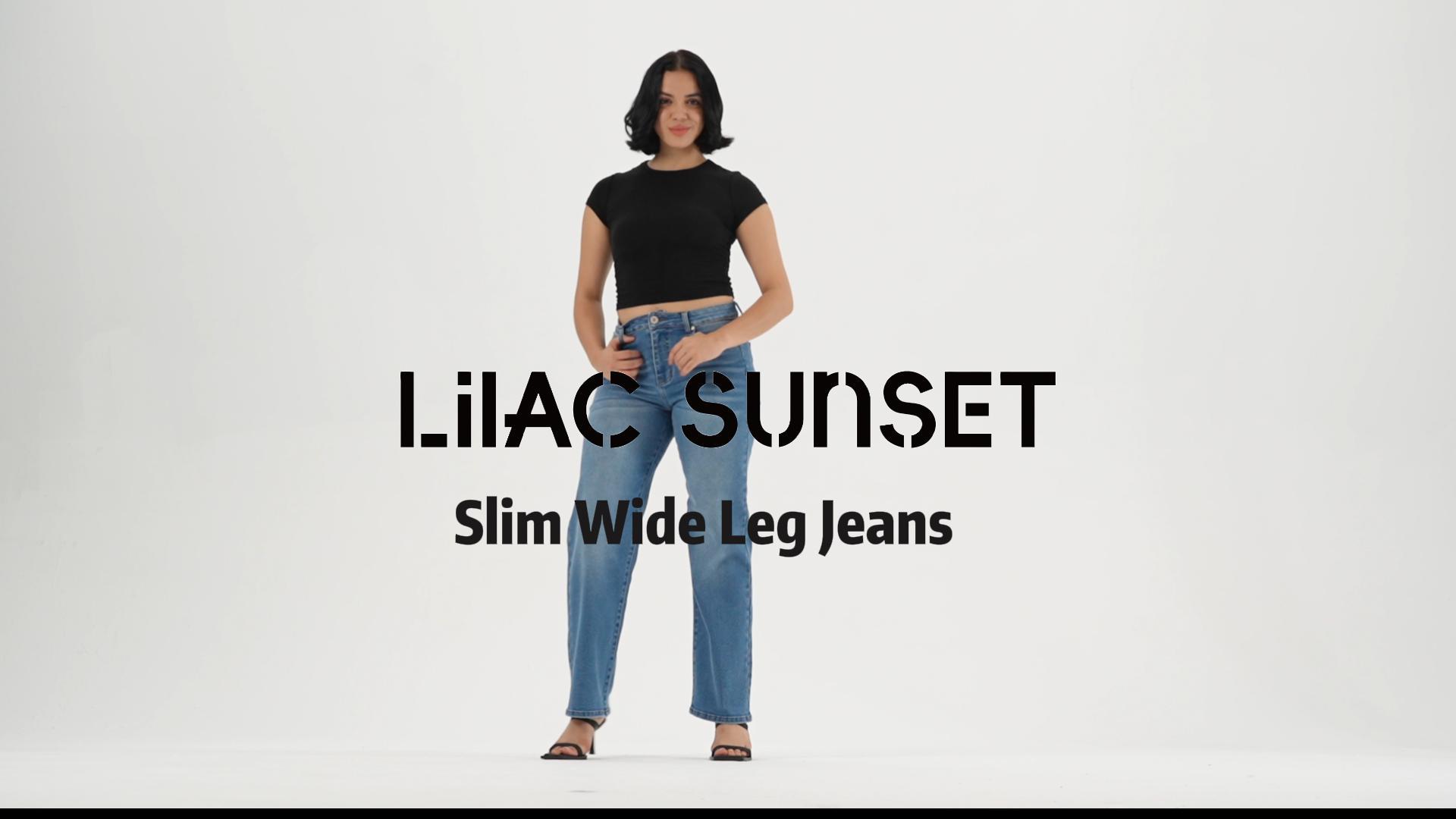 thumbnail video image 2 of Lilac Sunset Women’s High-Rise Wide Leg Jeans, Relaxed Fit, Antique Light Blue, Juniors Sizes 1–15, 2 of 9
