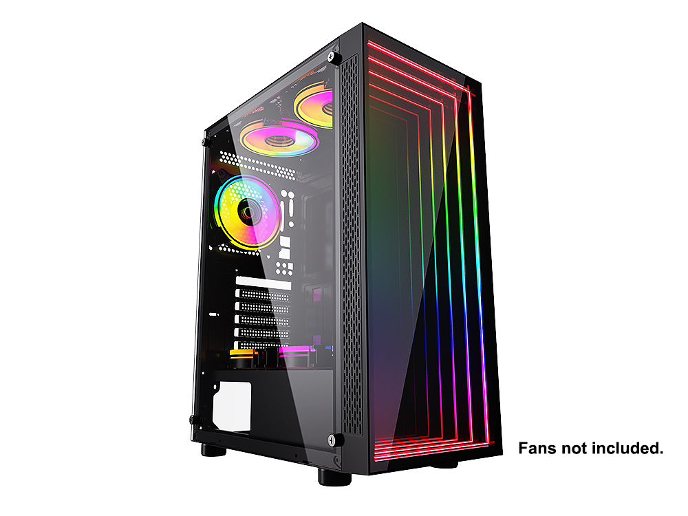 thumbnail video image 2 of Bluegears  Bgears b-Optillusion Gaming PC ATX case, Special Optical Illusion ARGB Front Panel, Tempered Glass Side. USB3.0, Support up to EATX Motherboard. Fan Not Included., 2 of 21