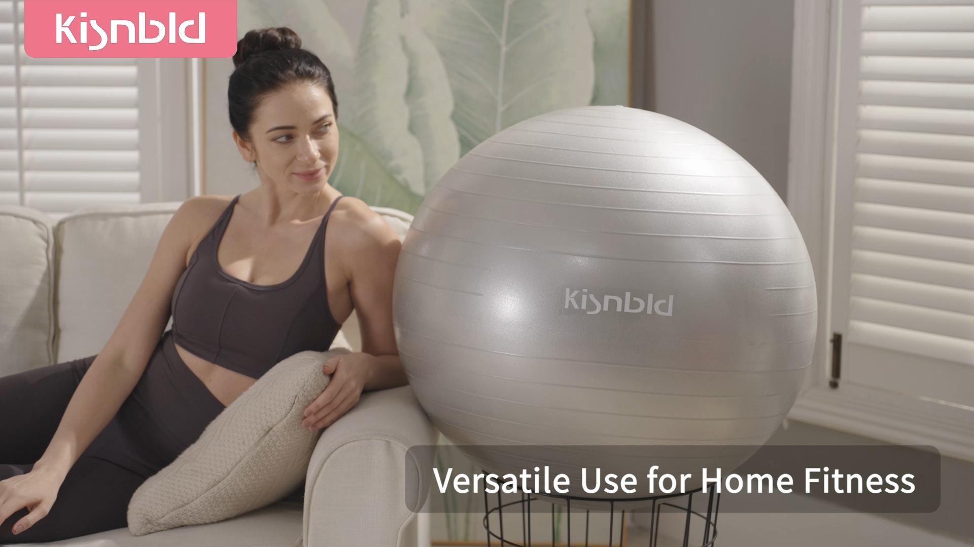 thumbnail video image 2 of kisnbld Exercise Ball, Extra Thick Yoga Ball with Pilates Bal & Foot Pump, 3 Sizes Anti-Burst Home, Gym & Office Workout Equipment for Yoga or Sitting, 2 of 8