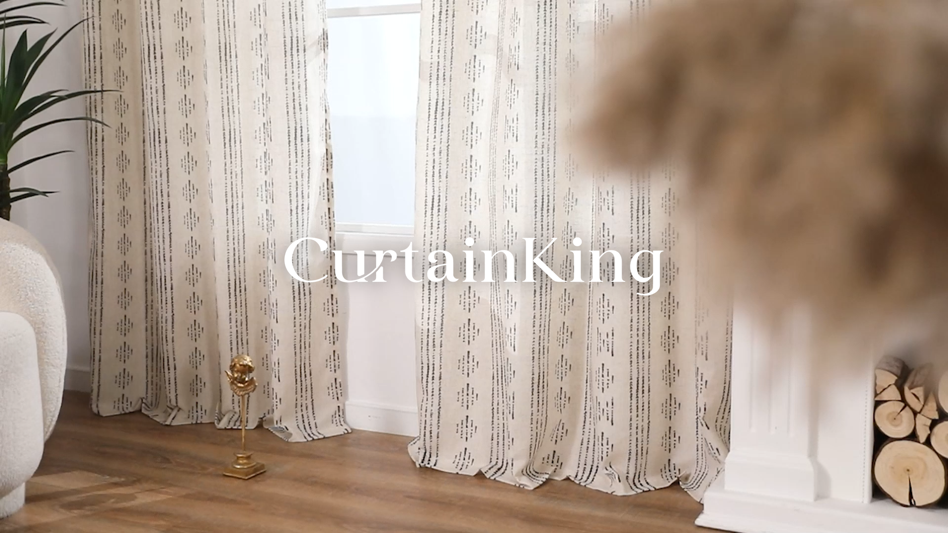 thumbnail video image 2 of Curtainking Linen Blend Curtains Light Filtering Black Geometric Striped Boho Farmhouse Grommet Curtains for Living Room 63inch Pack of 2, 2 of 8