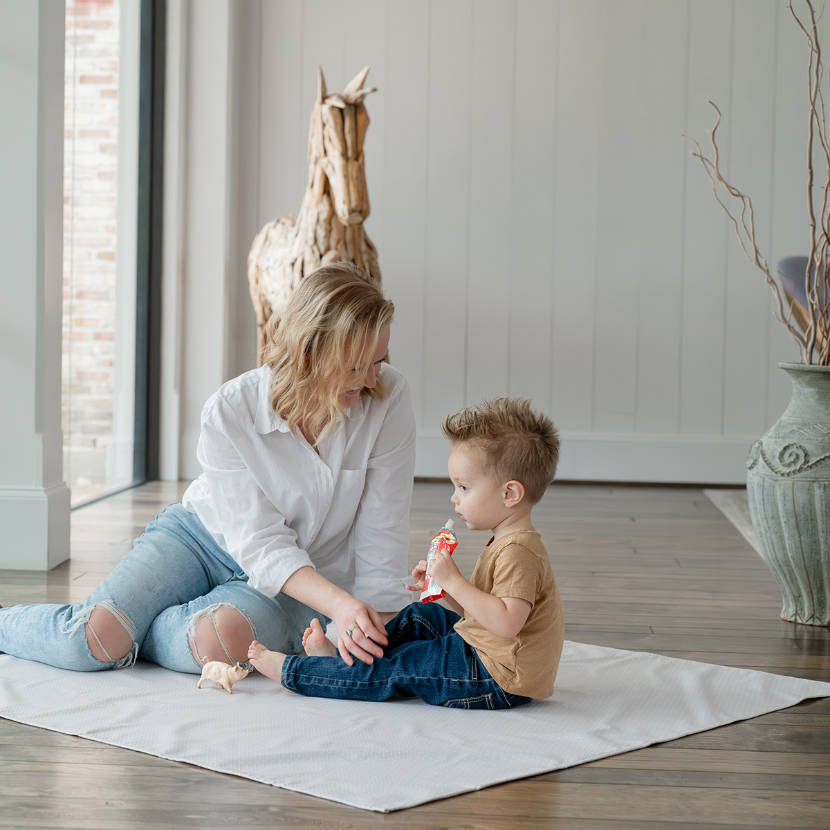 thumbnail video image 2 of WeeSprout Baby Splat Mat for Kids, Large 51x51 Floor Playmat w/ Durable Waterproof Surface, 2 of 7