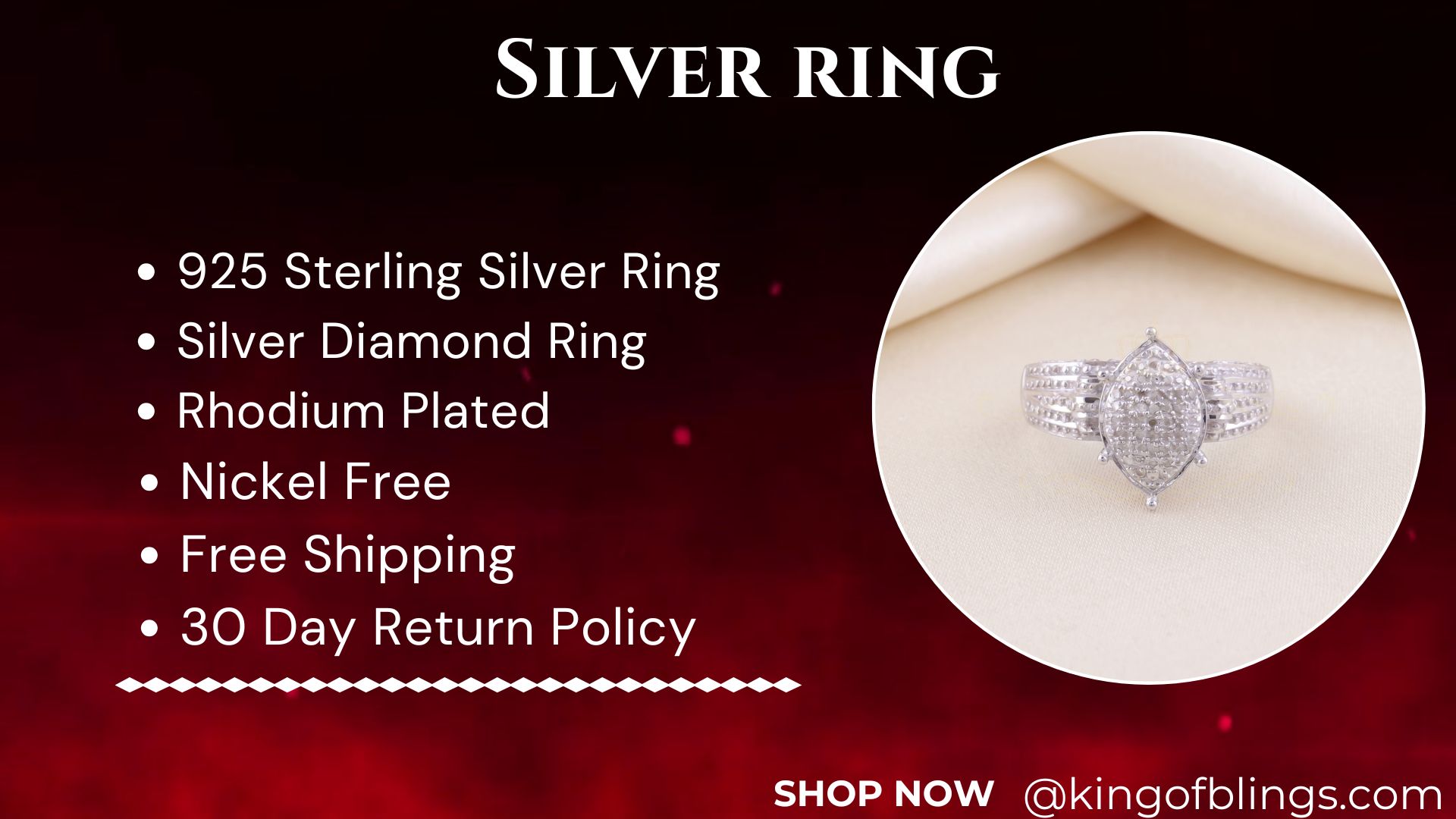 thumbnail video image 2 of King of Ring Marquise White Diamond Rings 0.1 ct. t.w. 925 Sterling, Sterling Silver, 2 of 15