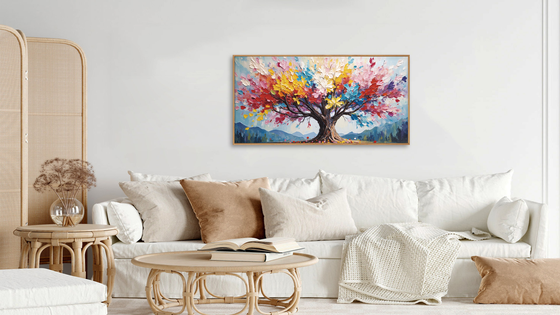 thumbnail video image 2 of TOARTi Tree of Life Canvas Wall Art Abstract Landscape Painting with Colorful Leaves Framed Big Tree Decor for Living Room Bedroom Office 20x40 Inch, 2 of 11