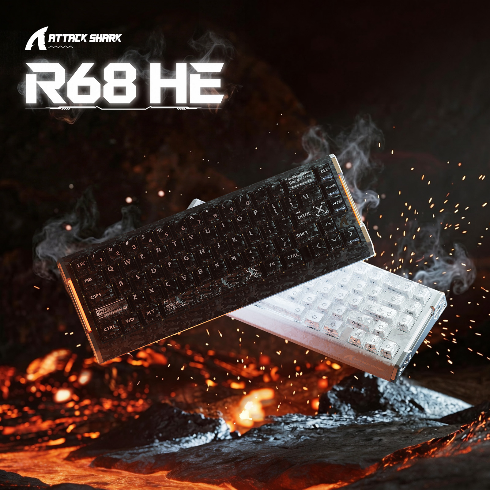 thumbnail video image 2 of ATTACK SHARK R68 HE 60% Wired RGB Gaming Keyboard, Hall Effect Magnetic Switches, 8000Hz Polling Rate, Rapid Trigger, PC/Mac Compatible, Black, 2 of 11