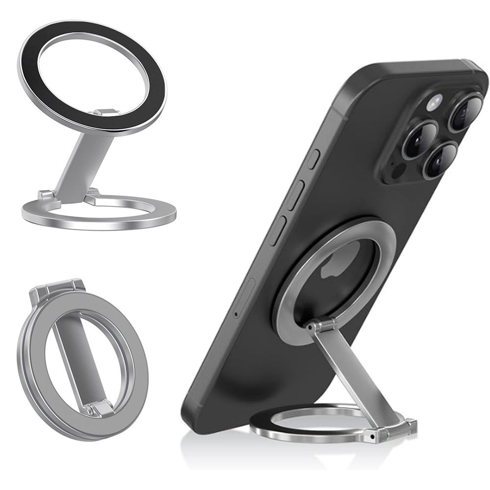 thumbnail video image 2 of Adjustable Magnetic Phone Holder for Desktop, Double-Sided Stand for Smartphones and Tablets, Strong Magnet Mount, 2 of 9