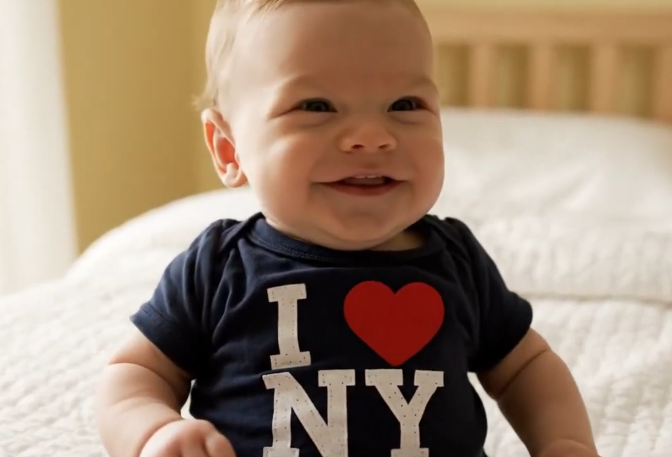 thumbnail video image 2 of I Love NY Baby Bodysuit Officially Licensed Infant Snapsuit, 2 of 2