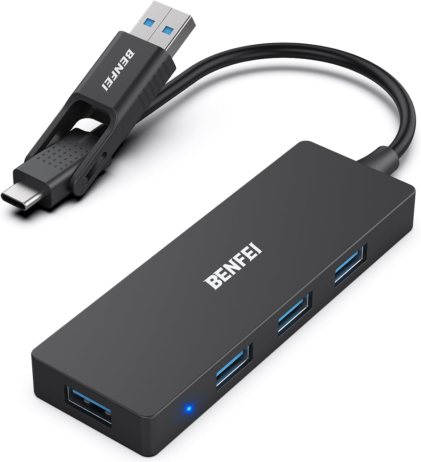 thumbnail video image 2 of BENFEI 4-Ports USB 3.0 Hub, Ultra-Slim USB Expander for Laptop, Desktop PC, Xbox, PS5, 2 of 8