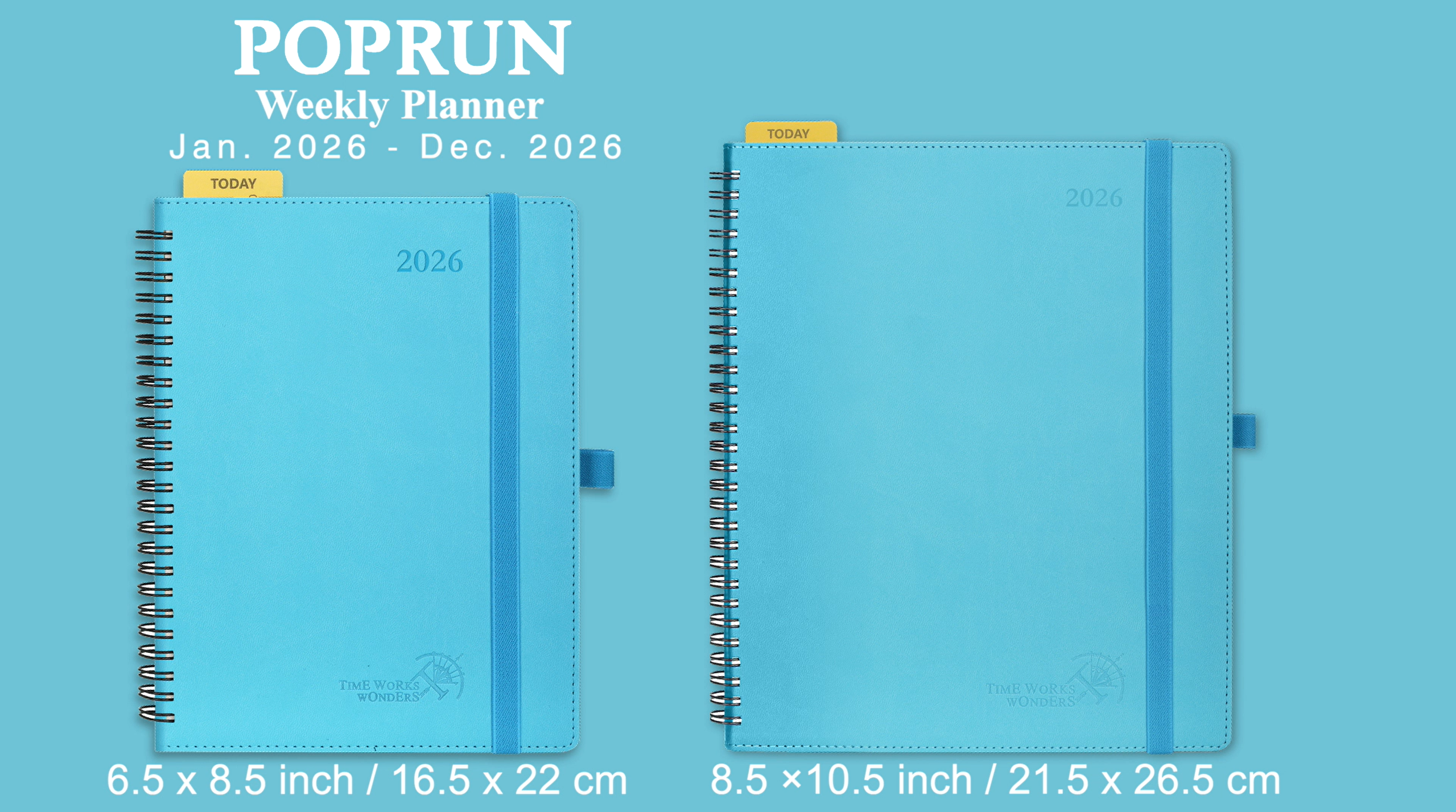 thumbnail video image 2 of POPRUN 2026 Planner, Medium - 6.5" x 8.5" with Hourly Schedule, Vertical Layout - 2026 Weekly Calendar for Time Management, Monthly Tabs, Spiral Bound, Soft Cover - Night Sky Blue, 2 of 7