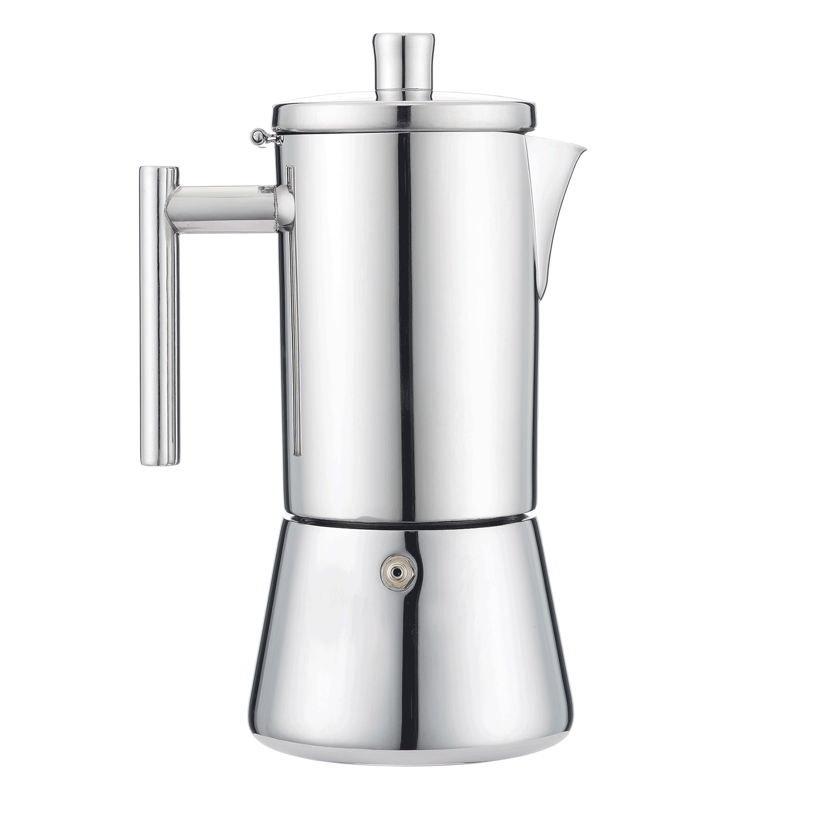 Tebru Stainless Steel Moka Pot Stovetop Espresso Coffee Maker with Safety Valve 4 Cups, Stainless Steel Espresso Maker,Moka Pot, Silver