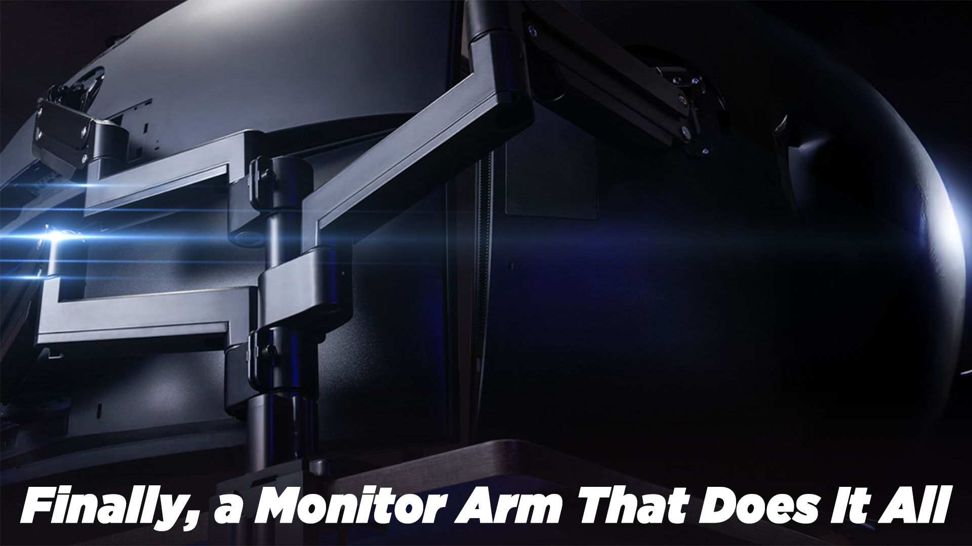 thumbnail video image 2 of ULTRARM Heavy Duty Extension Arm [Accessory Only - Requires MA20P-S Single Monitor Arm for Use] Dual 49" Vertical Stacked Monitor Mount Height Adjustable - 100x100 VESA Mount, Black, MA20P-A, 2 of 8