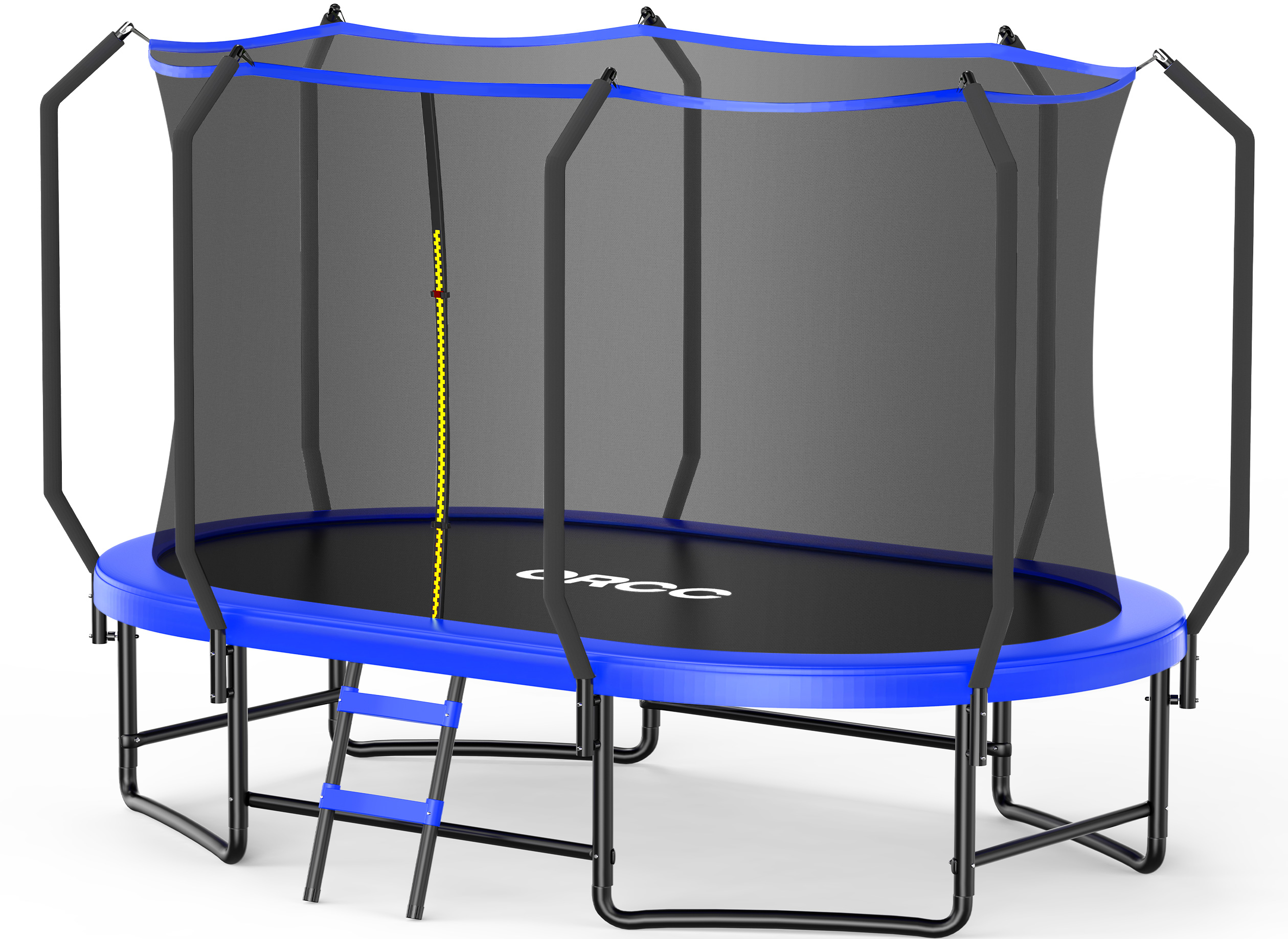 thumbnail video image 2 of ORCC 1200LBS Capacity Oval 8X13FT Heavy-Duty Yard Trampoline for Kids & Adults with Safety Enclosure, 1.6mm Thickened Steel Frame & Reinforced Legs, Outdoor Gymnastics Trampoline, 2 of 10