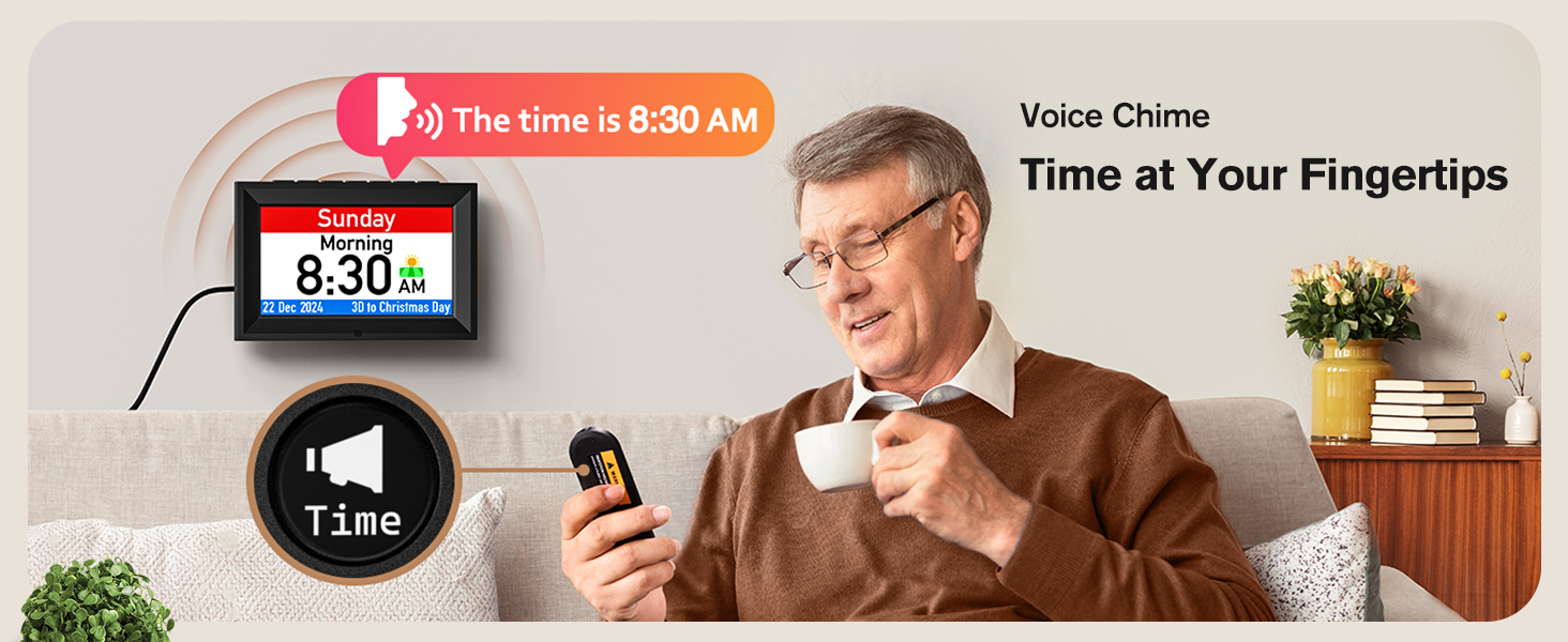 thumbnail video image 2 of Mpow Dementia Clock for Elderly, 7'' Large Display Digital Calendar Clock with Voice Chime，Auto DST，Auto Dimmable, Alarms & Medicine & Birthday & Holiday Reminders, 3 Pill Reminders Clock for Seniors, 2 of 11