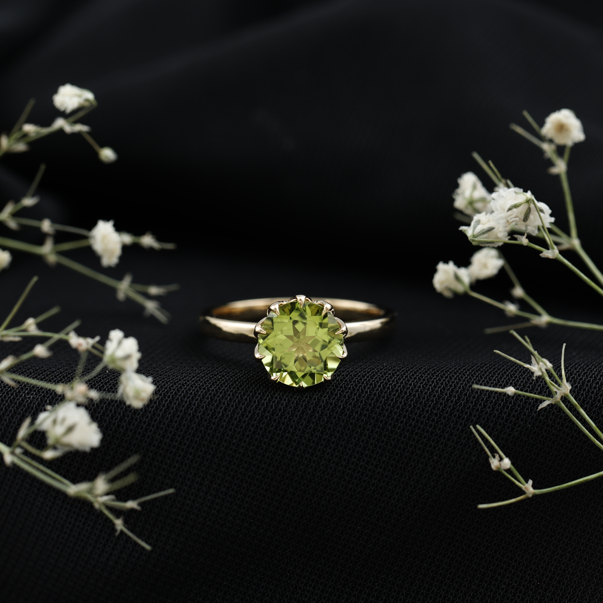 thumbnail video image 2 of Rosec Jewels Peridot Solitaire Engagement Ring 2 Carat - August Birthstone Ring for Women - AAA Quality Certified, 14K Yellow Gold, US 7.00, 2 of 8