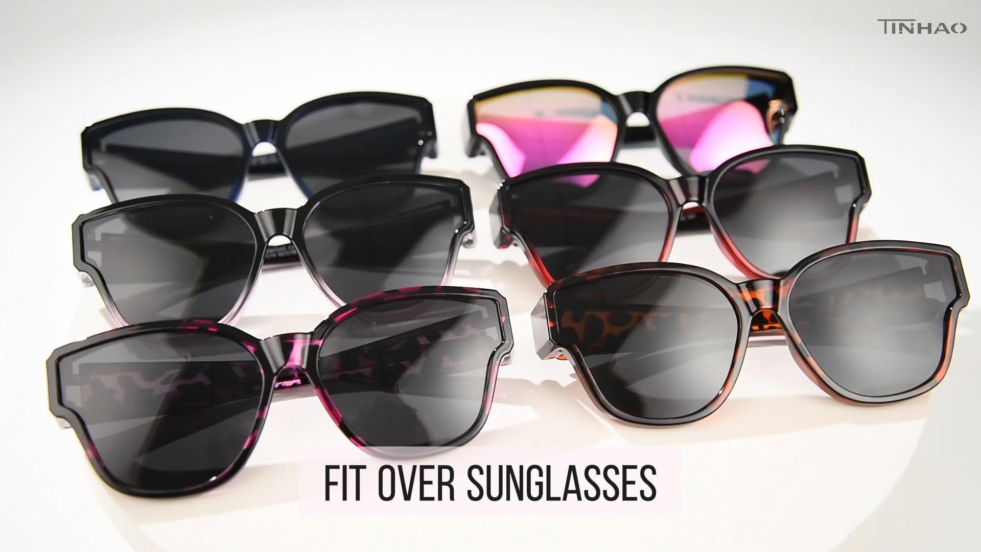 thumbnail video image 2 of TINHAO Fit Over Glasses Sunglasses For Women Trendy Cat Eye Polarized Go Over Glass Sunglasses UV400 Protection, 2 of 7
