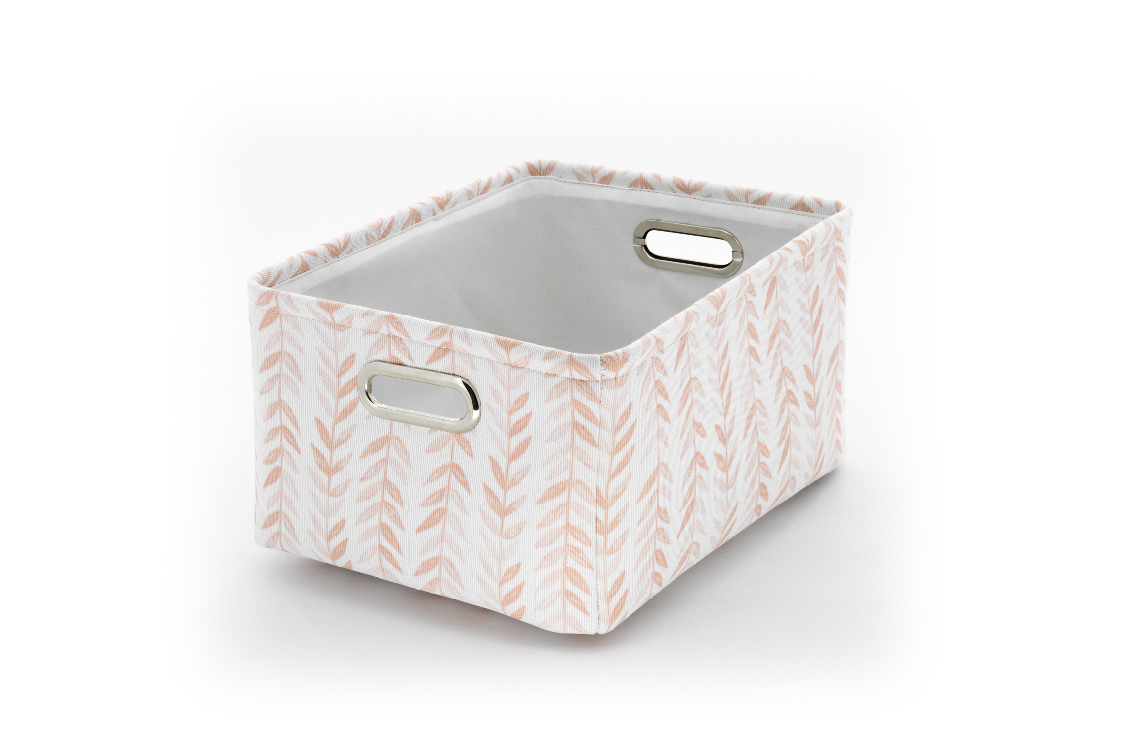 Mainstays Blush Leaf Canvas Storage Basket with Handles