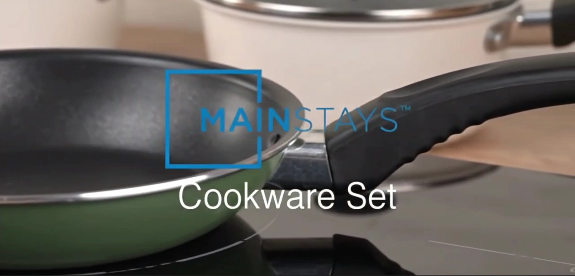 thumbnail video image 2 of Mainstays 7-Piece Non-Stick Cookware Set With Lids in Mossy Green, 2 of 10