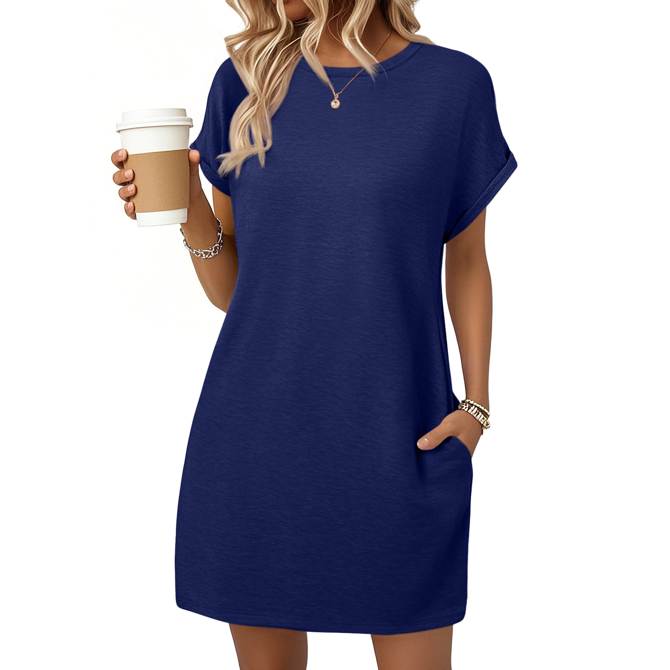 thumbnail video image 2 of SUNBS Dresses for Womens Summer Spring T Shirt Dress Vacation Beach Mini Sundress Loose Clothes with Pockets, 2 of 10