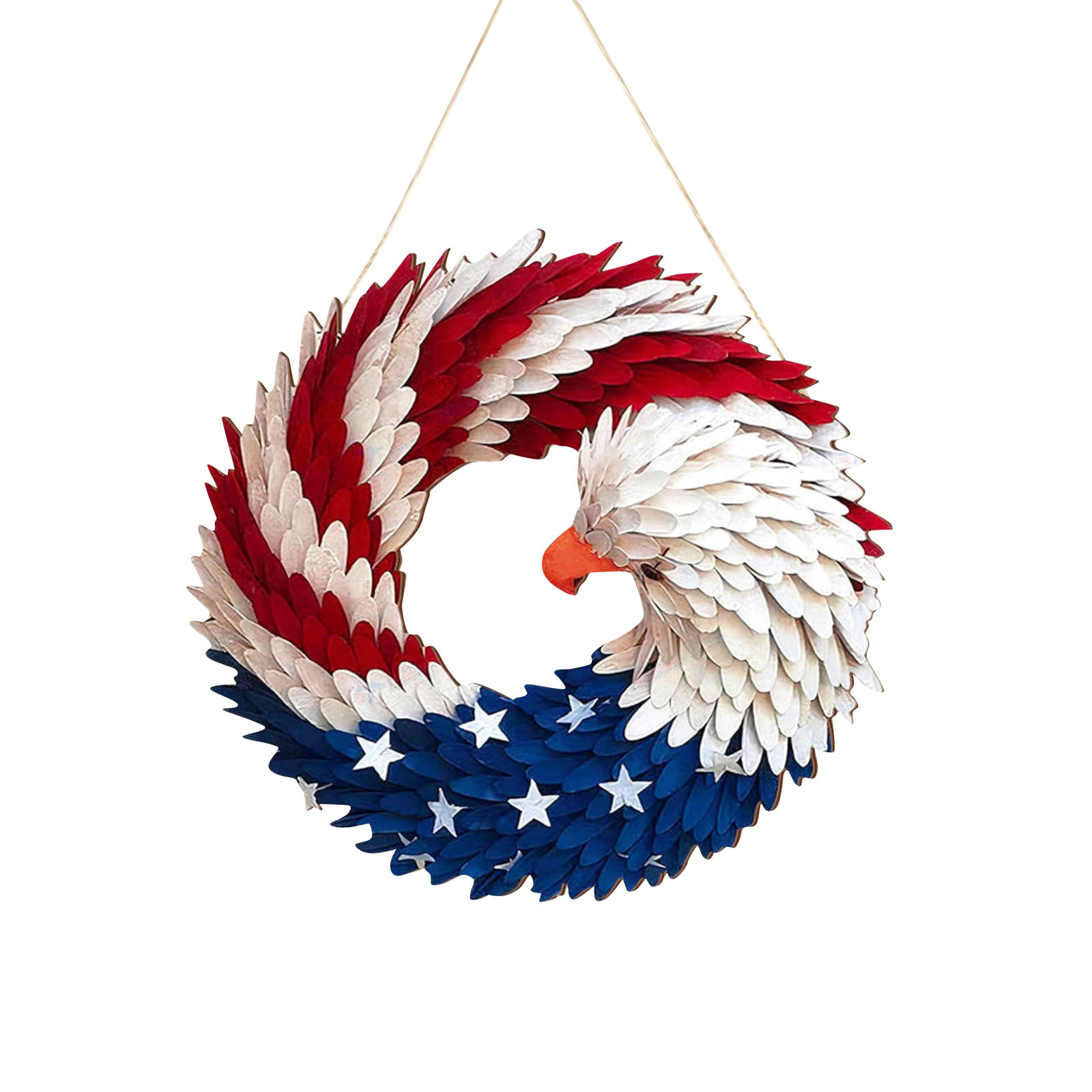 thumbnail video image 2 of American Eagle Wreath, Americana Patriotic Wreath USA July 4th Wreath, Glory Patriotic American Flag Wreath for Front Door Window Wall Decoration (11.81" ), 2 of 8
