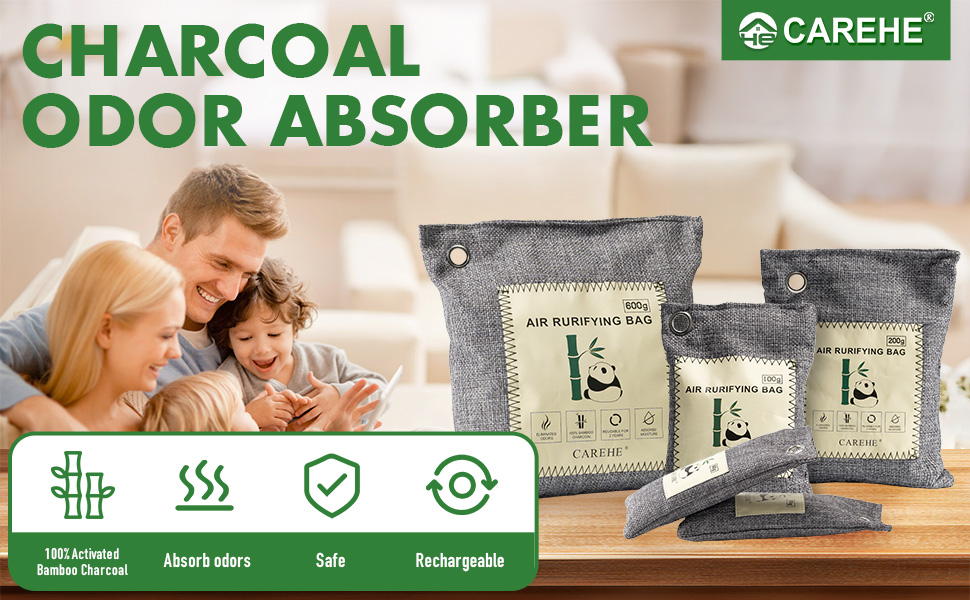 thumbnail video image 2 of Large Activated Charcoal Odor Eliminator for Strong Odors, Bamboo Charcoal Bags, for Home, Car, Closet, and Pet Areas, 2 of 9