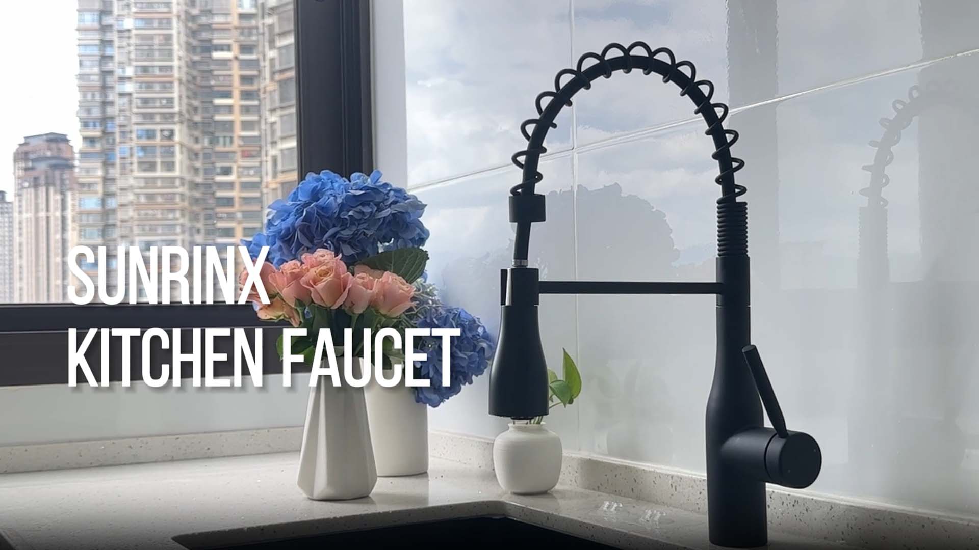 thumbnail video image 2 of Sunrinx Pull Down Kitchen Faucet Brushed Nickel 3-Spray Stainless Steel Sink Faucet, 2 of 9